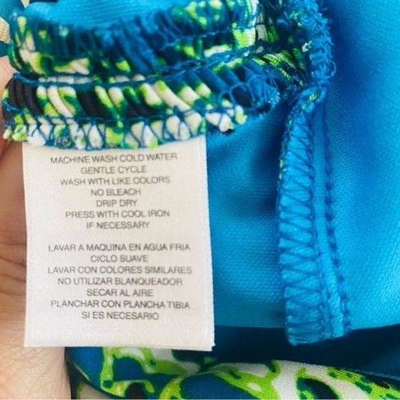 KASPER sleeveless column maxi dress in blue and green size 10 - Picture 7 of 12